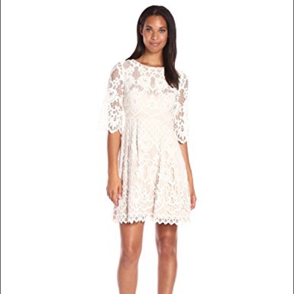 Eliza J Womens 3//4 Sleeve Lace Sheath Dress